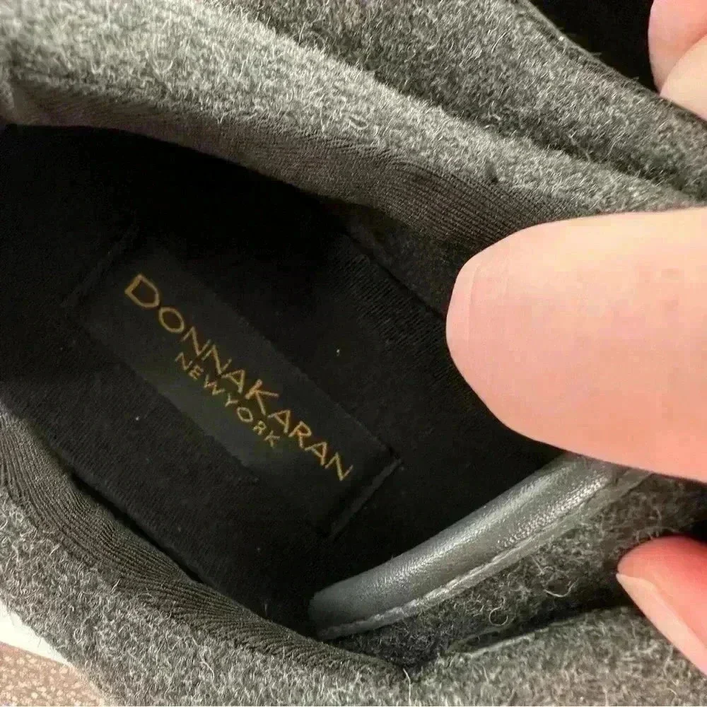 Donna Karan collection womens flats size 7 37.5 Gray wool felt slip ons